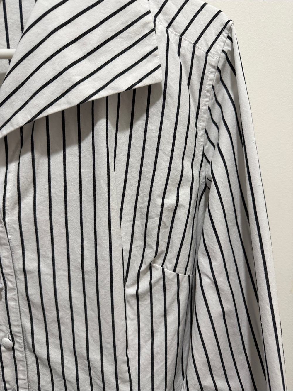 J. Peterman Women’s White Black Pinstripe Button Front Blouse Size 12 - Picture 3 of 7